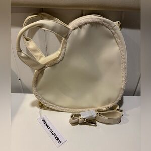 Stoney Clover Lane Mini Heart Tote With Sherpa Trim Winter White/Ivory